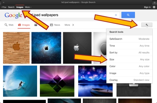 Use Google Images to find iPad Wallpaper