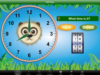 Jungle Time - learn how to tell time.
